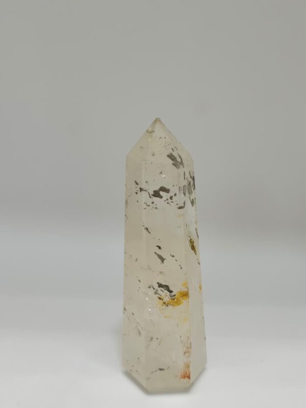 Clear Quartz Tower With Pyrite Infusion