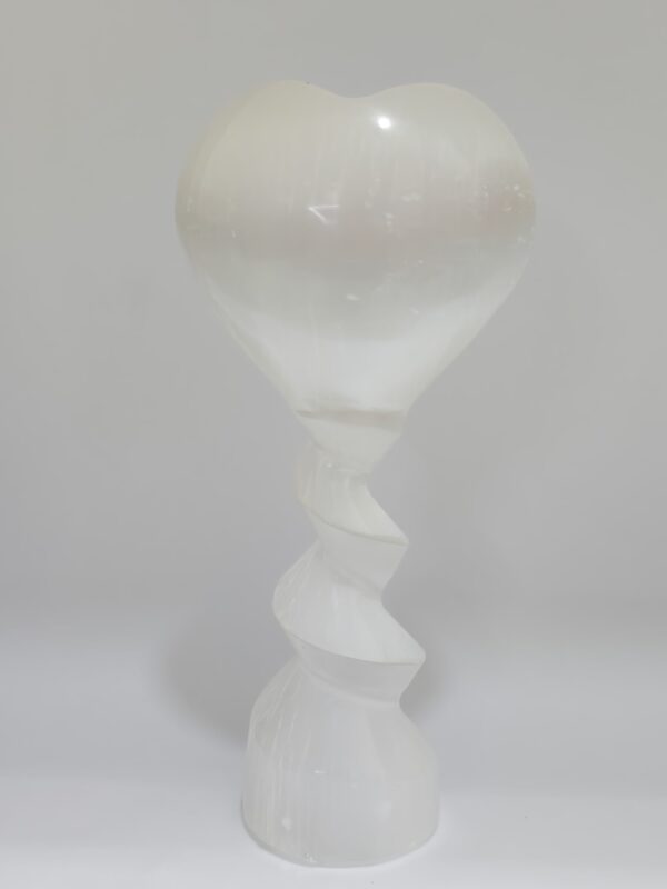Selenite Heart With Spiral Stand