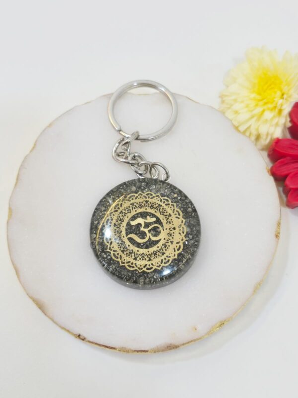 Pyrite Flower Om -Keychain