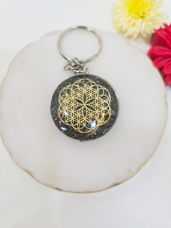 Keychain - Pyrite Flower of Life